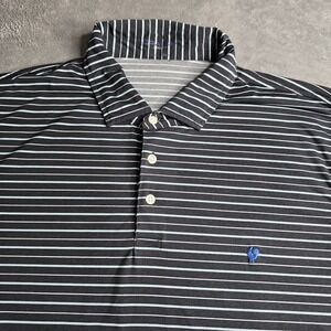B Draddy Sport Polo Shirt Mens XL Black White Striped Golf Performance Stretch